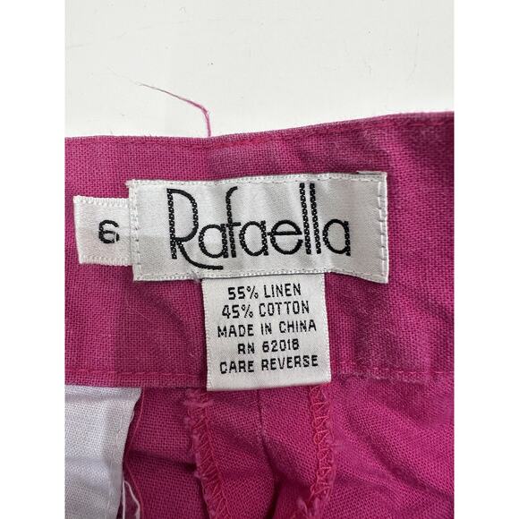 Rafaella Womens Shorts Size 6 Pink High Waisted Linen Blend - Picture 3 of 10